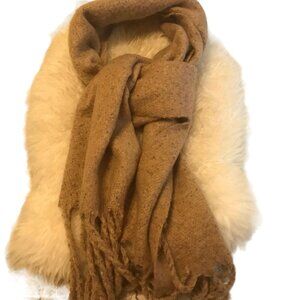 Shiraleah Chicago Soft Luxurious Women's Tan Neutral Scarf with Fringe Warm Cozy